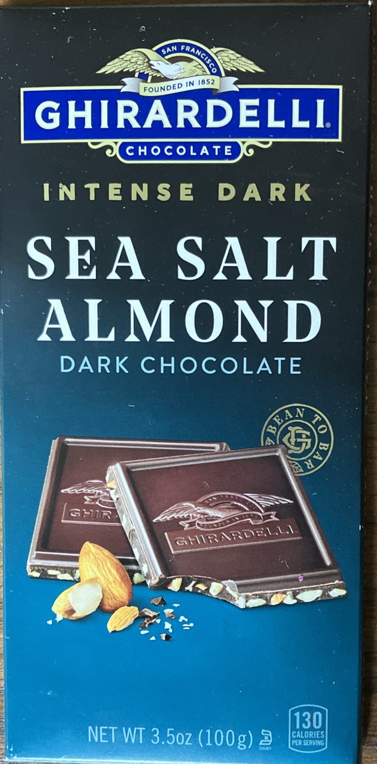 Ghirardelli Intense 60% Dark Chocolate Sea Salt Almond 3.5 oz Bar, BB 6/30/26 gallery