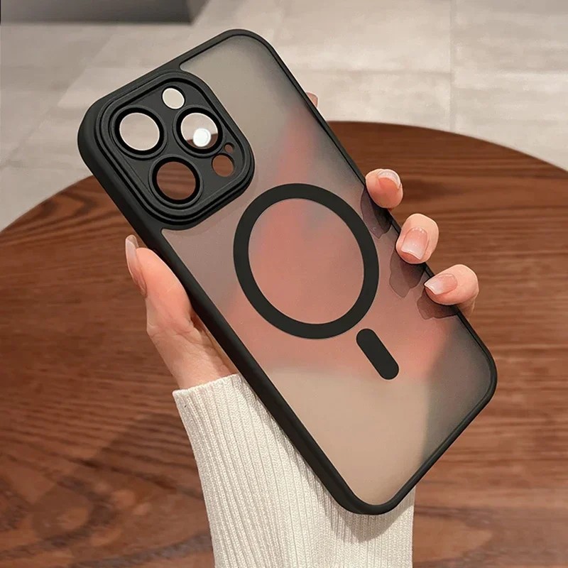 Shockproof Mag Safe Luxury Matte Translucent Armor Shockproof Case For iPhone gallery