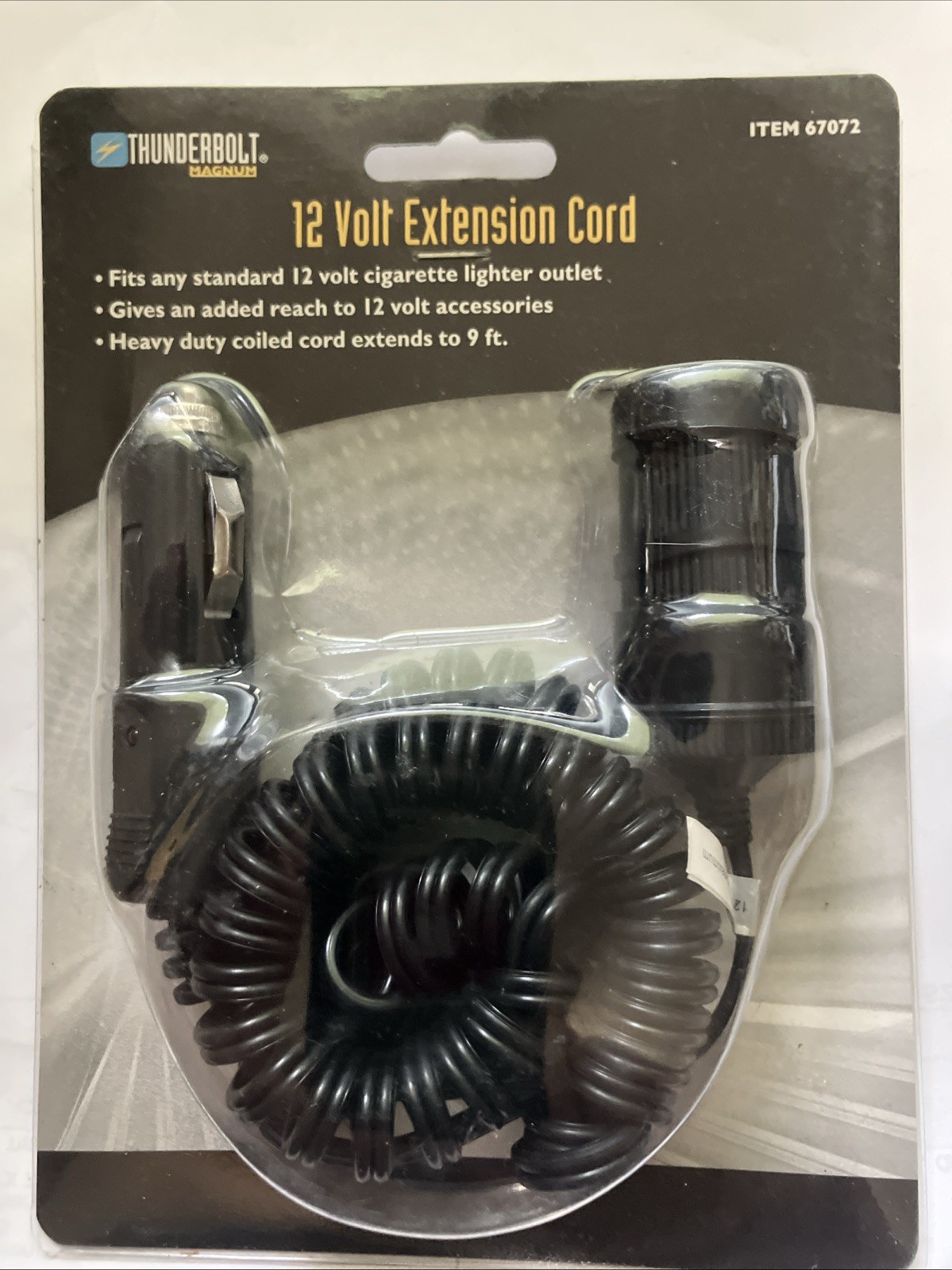 Thunderbolt Magnum 12 Volt Extension Cord cigarette lighter, 67073, 9" Cord New gallery