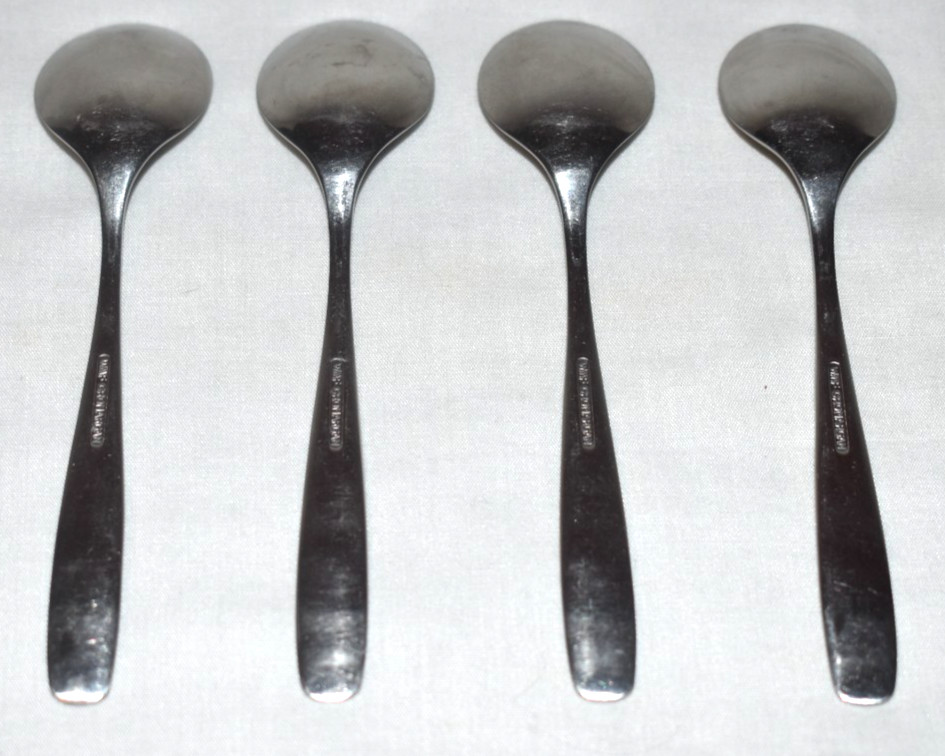 4 WMF Cromargan Germany Line Pattern Stainless Steel Flatware Egg Spoons 4 3/4" gallery