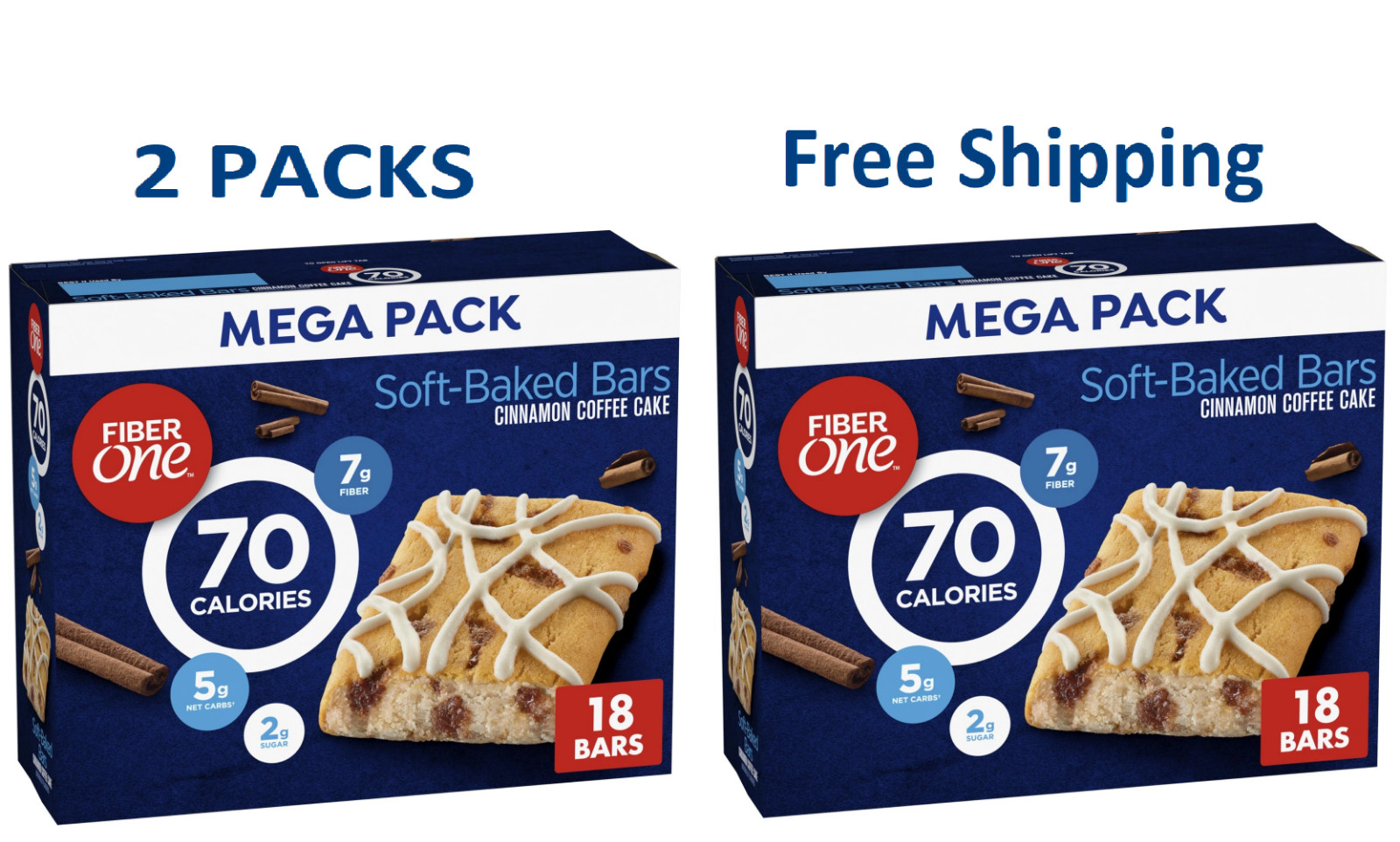 (PK2) Fiber One 70 Calorie Soft Baked Bars,Cinnamon Coffee Cake, Mega Pack,18 Ct gallery