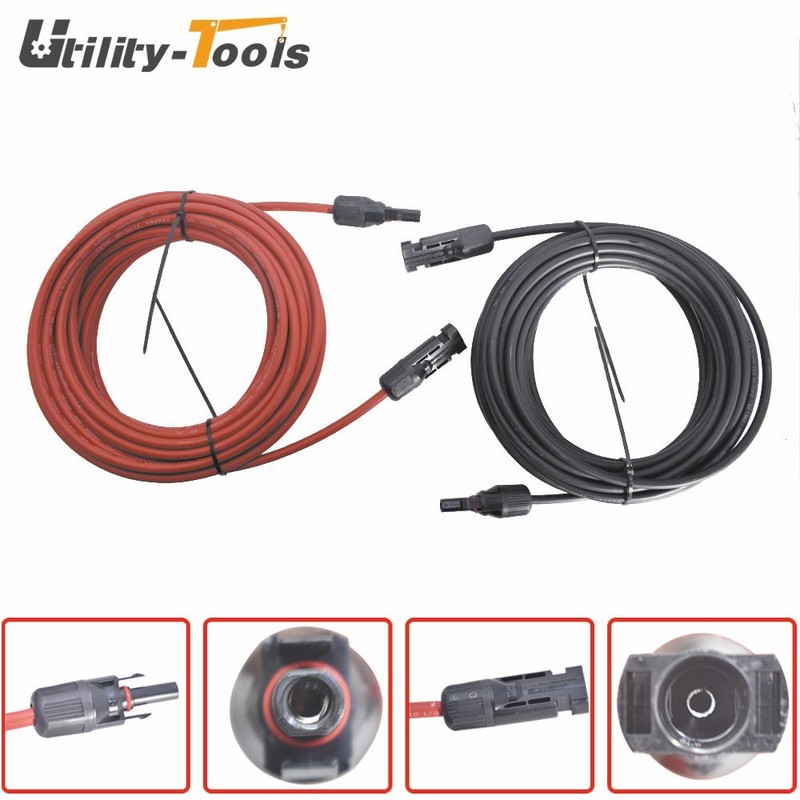 12 AWG 20 FT High Quality Solar Panel Extension Cable Wire Connector Black + Red gallery