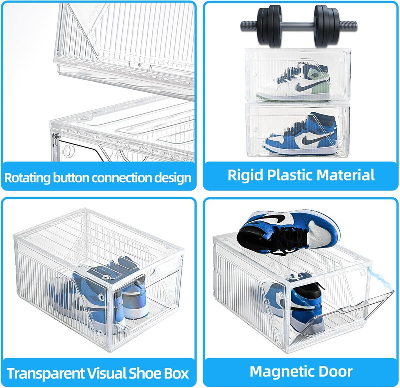 6 XXL Large Shoe Storage Stackable Boxes Fit Size 13 14 15 For Closet Bedroom gallery