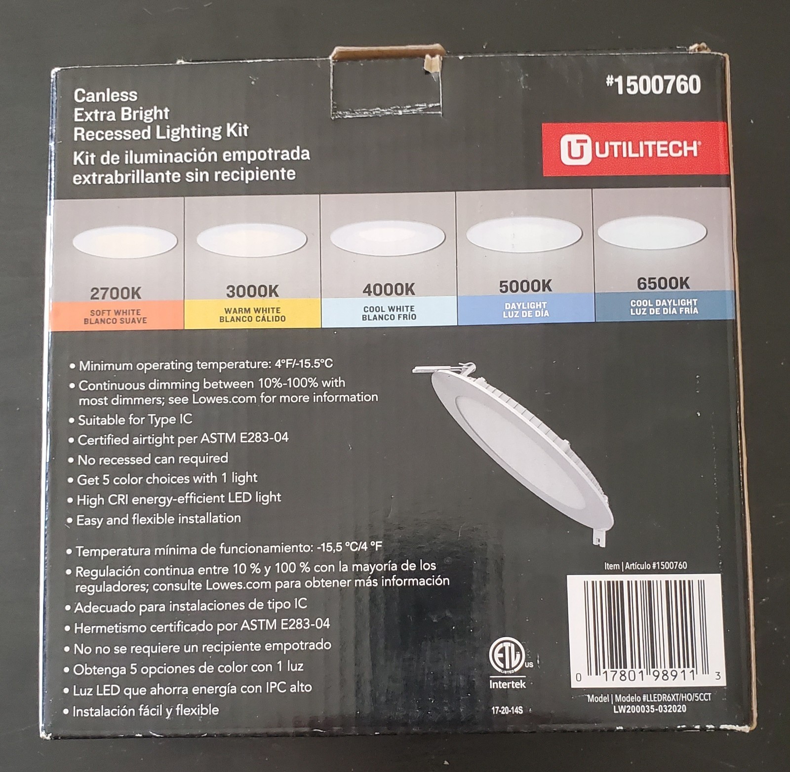 Utilitech Canless LED Recessed Lighting Kit 6 in Adjustable White New in Box gallery