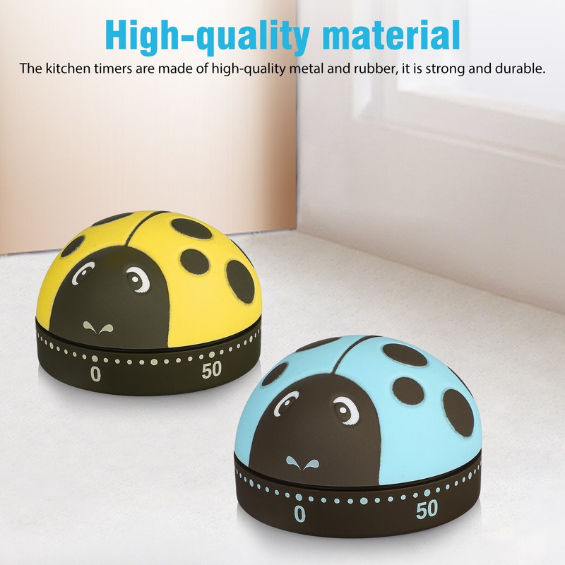 2pcs Cartoon Ladybug Mechanical Timer 60 Minutes Cooking Alarm Clock Count Down gallery