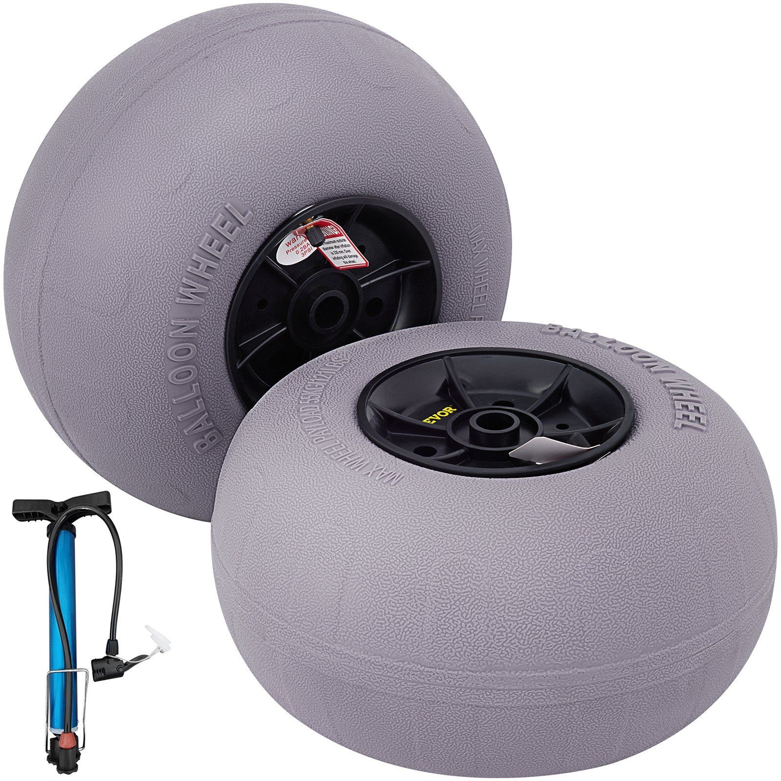 13in TPU Balloon Wheels 2-Pack for Kayak Dolly & Canoe Cart with Air Pump gallery