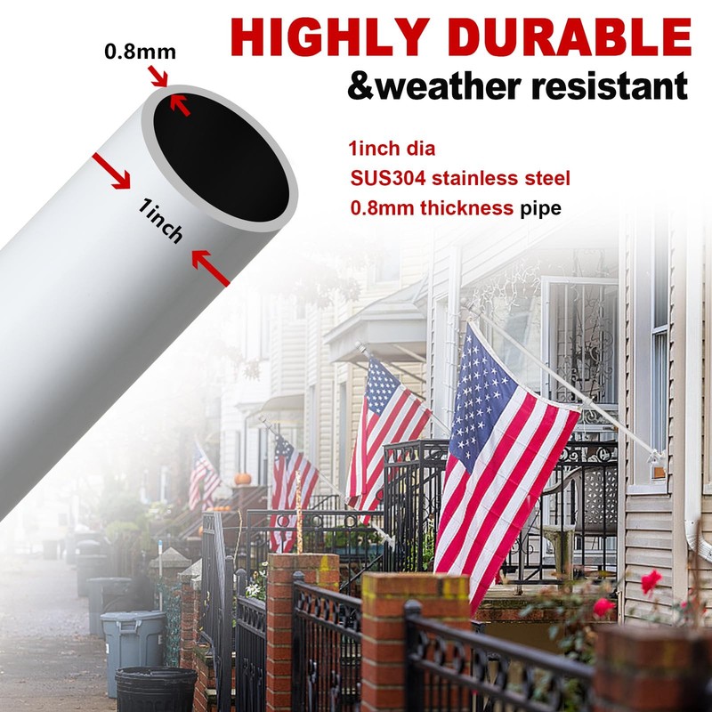 House Flag Pole Kit - 5-7 Ft Adjustable Tangle Free Flag Poles for 3x5 4x6 Flags gallery