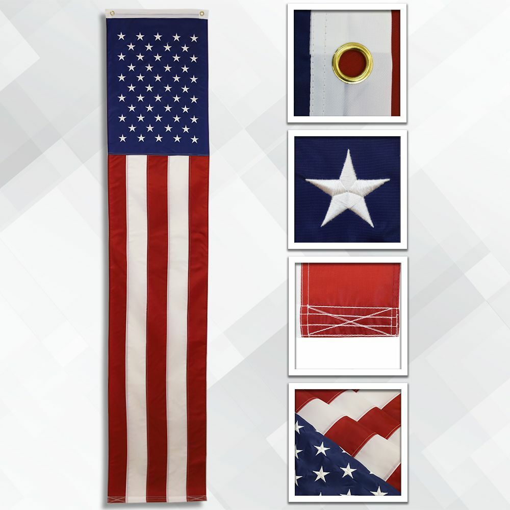 American Flag Patriotic Bunting & Flag Pulldown 50 Embroidered Stars 20" x8' gallery