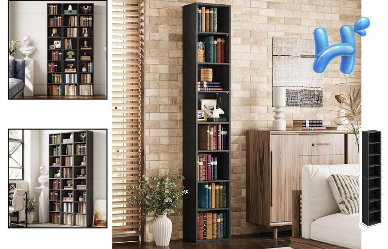 Durable and Chic Tall Narrow Bookshelf - 71 Inches of Stylish Storage Space gallery