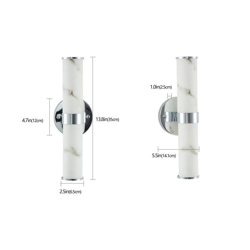 2 Pack 14 inch Modern Chrome Marble LED Wall Sconce Textured Indoor Fixture UL gallery
