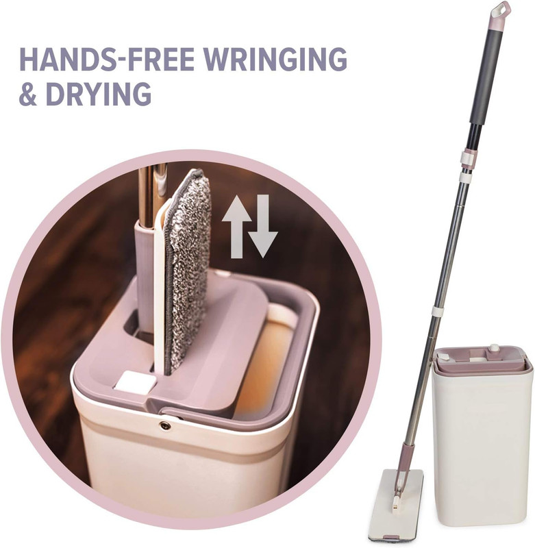 Flat Mop and Bucket Set Microfiber Pads Self Cleaning Floor System gallery