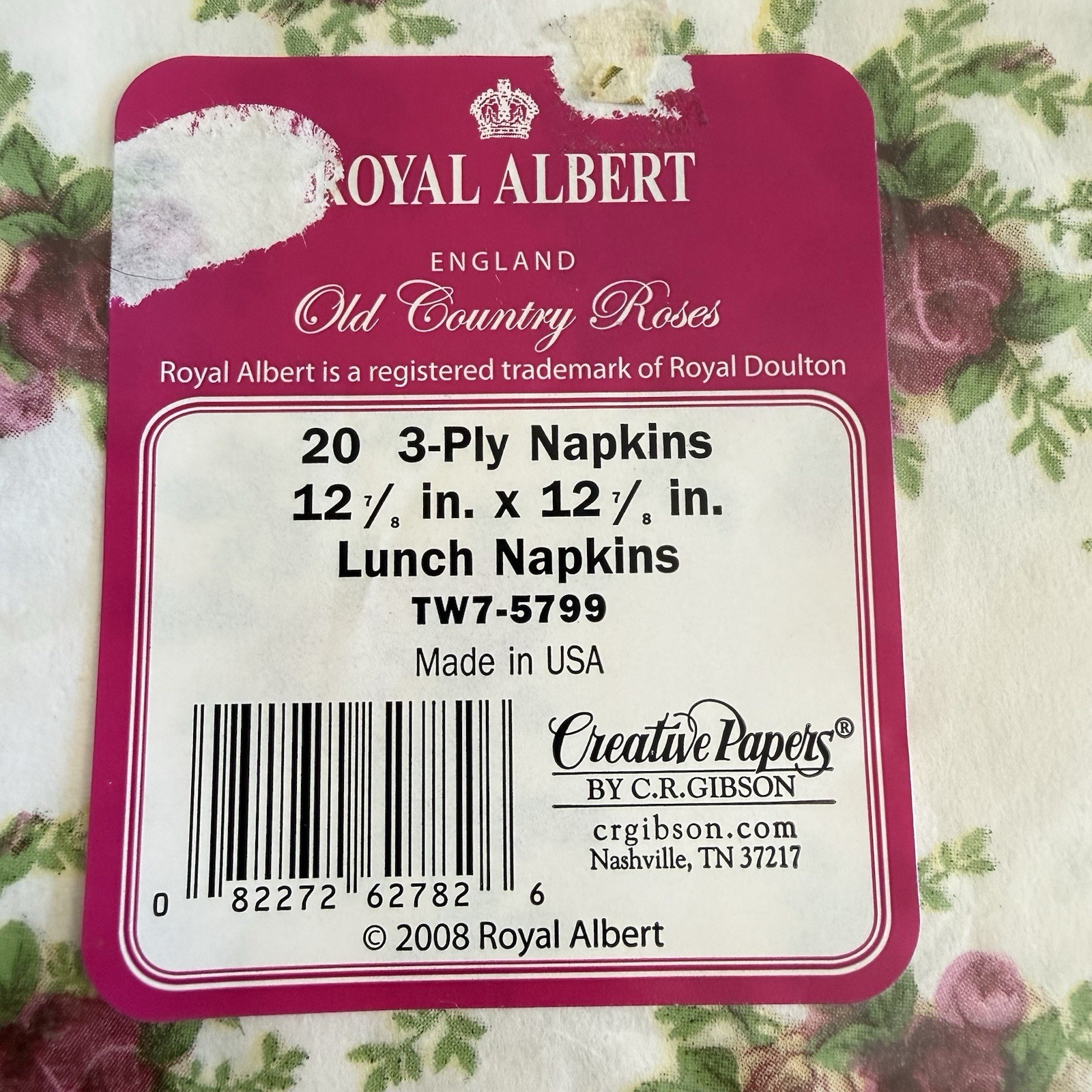 Royal Albert Old Country Roses Paper Lunch Napkins 1 Pkg 12 7/8” X 12 7/8” RARE gallery