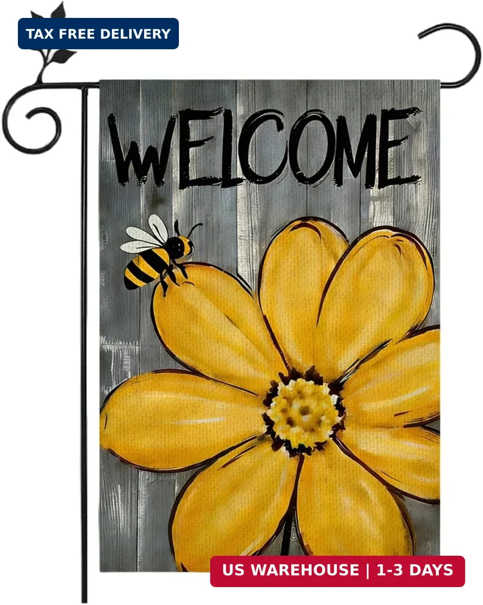 Bee Sunflower Spring Summer Garden Flag 12x18 Inch Double Sided Outside, Welc... gallery