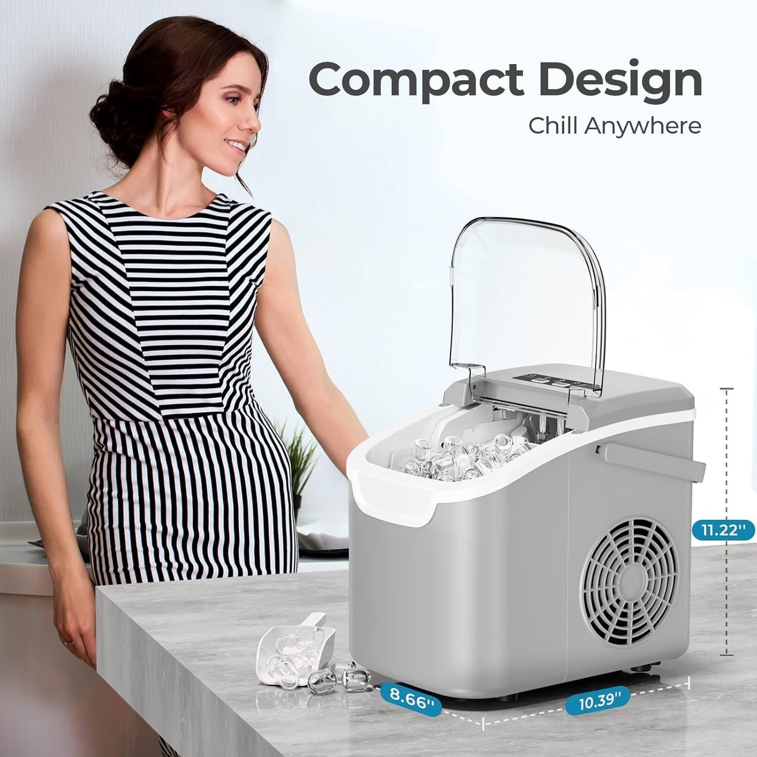 Antarctic Star Countertop Ice Maker26Lbs/24H9 Cubes In 6 Minsportable Ice gallery