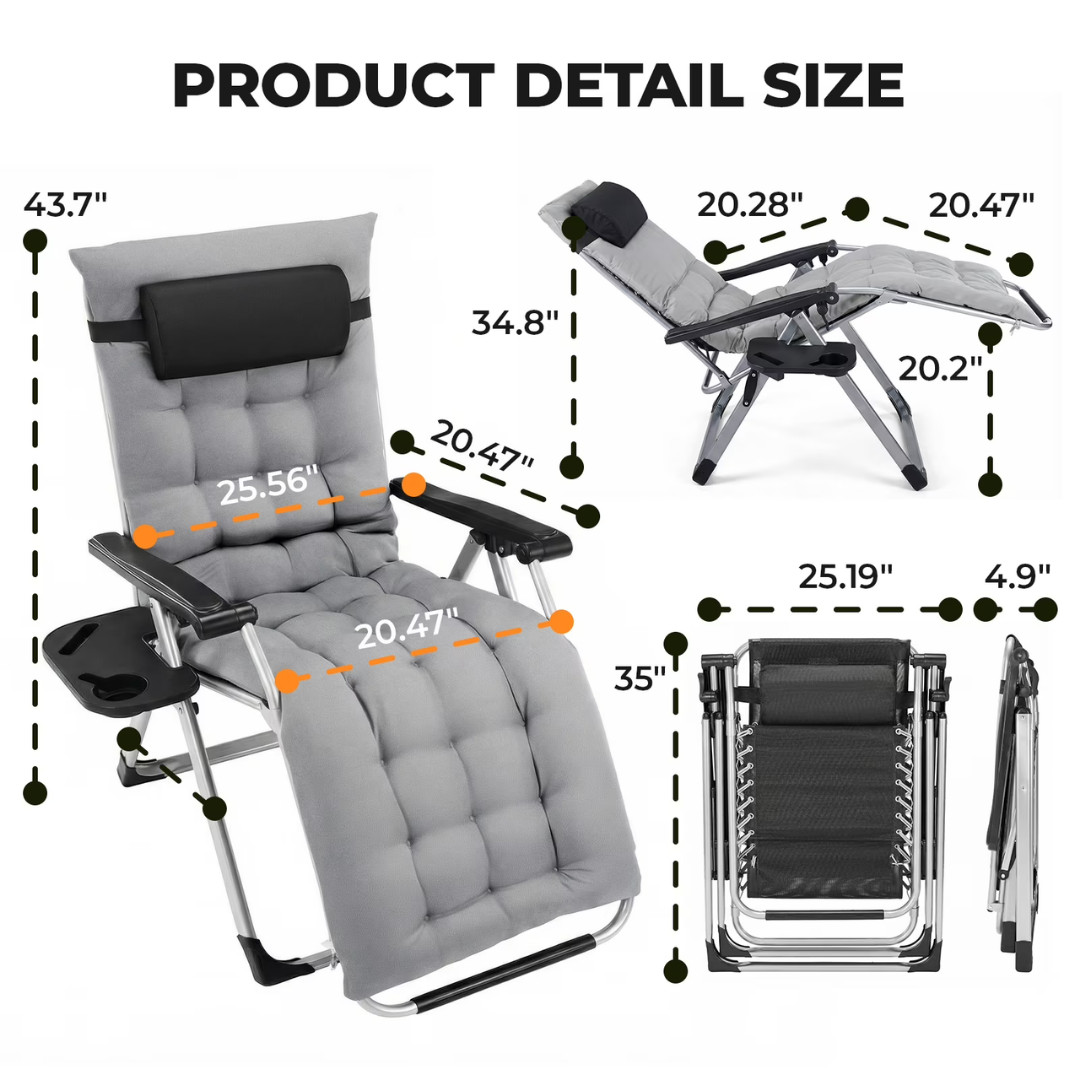 Zero Gravity Chair 440lbs Capacity,Foldable for Outdoor,Outdoor Sun Lounge Chair gallery