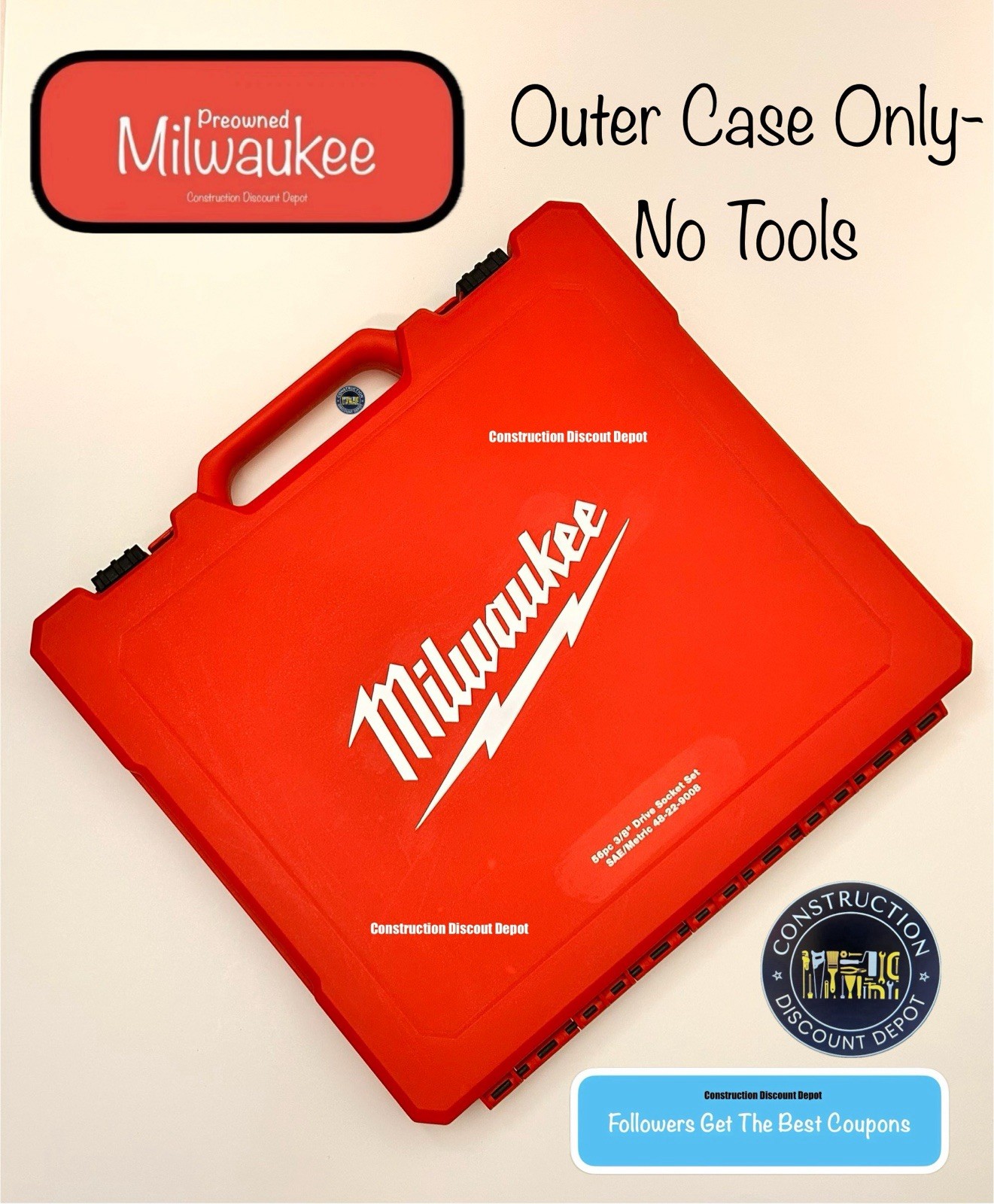 Milwaukee 3/8" Drive 56 Piece Socket Set SAE/Metric 48-22-9008 OUTER CASE ONLY gallery