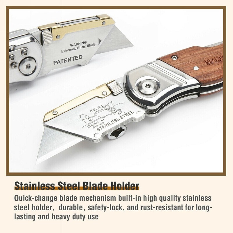 WORKPRO Folding Utility Knife Pocket Box Cutter Quick Change Blade w/10 Blade US gallery