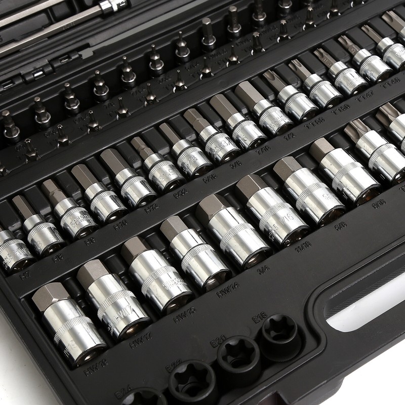 107pcs 1/4" 3/8" 1/2" Drive Bit Socket Set, SAE & Metric Torx Hex Bit Tools Set gallery