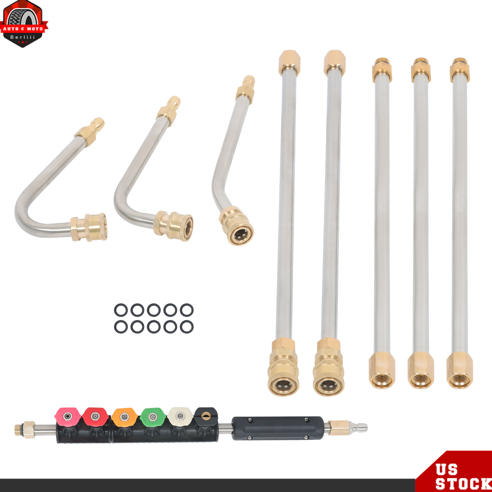High Pressure Washer Gun Extension Wand Lance Gutter Cleaner Nozzles Kit 4000PSI gallery