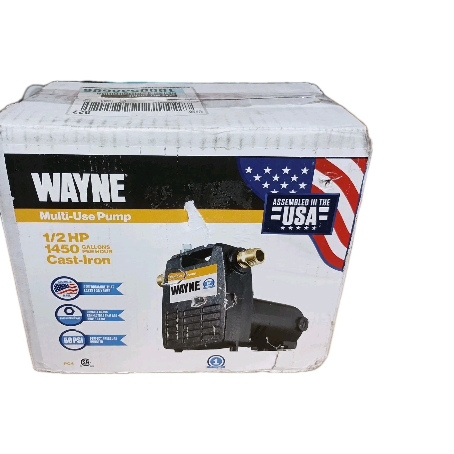 Wayne 1/2 HP 1450 GPH Cast-Iron Multi-Use Pump USA 50PSI gallery