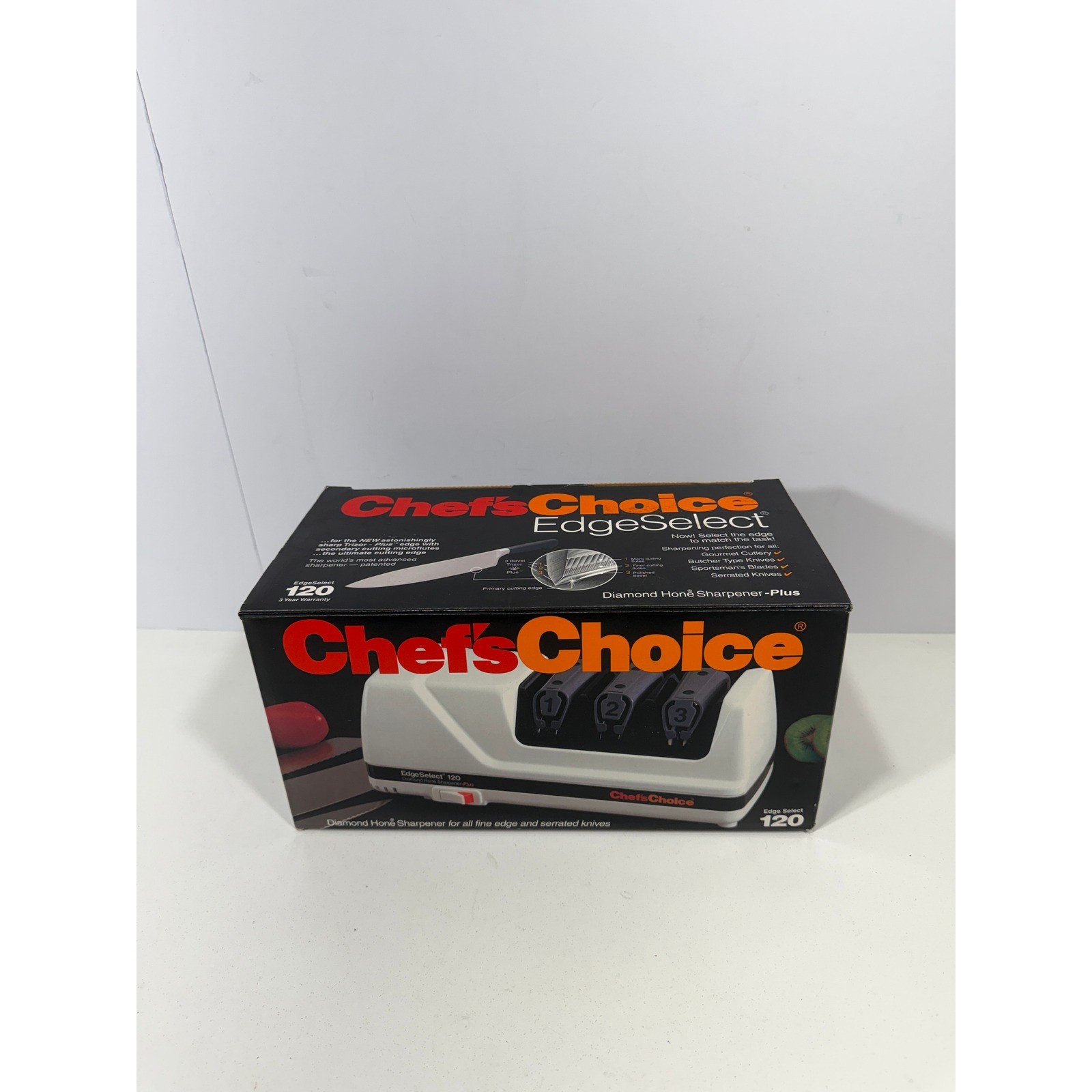ChefsChoice EdgeSelect 120 Diamond Hone Sharpener Plus Electric 3-Stage White gallery