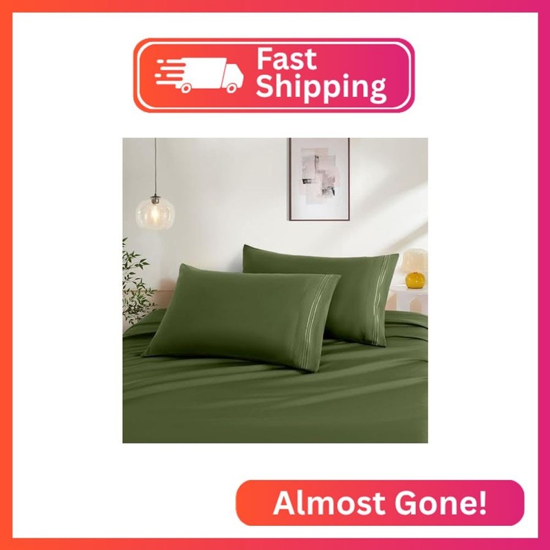 2 Pack Queen Pillow Case, Dark Olive Green Pillowcases Microfiber Hotel Pillow C gallery