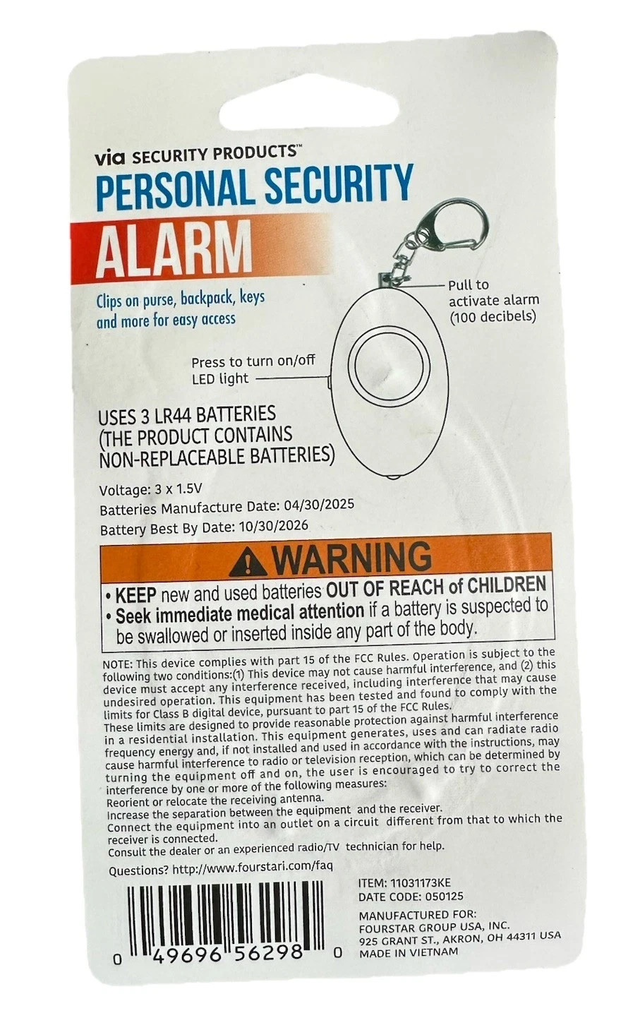 Personal Alarm Keychain 100dB Siren + LED Light | Clip-On Safety Alarm gallery