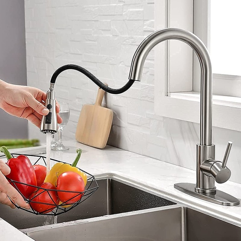 Brushed Nickel Touch Sensor Kitchen Faucet Pull Down Sprayer Sink Mixer Faucets gallery