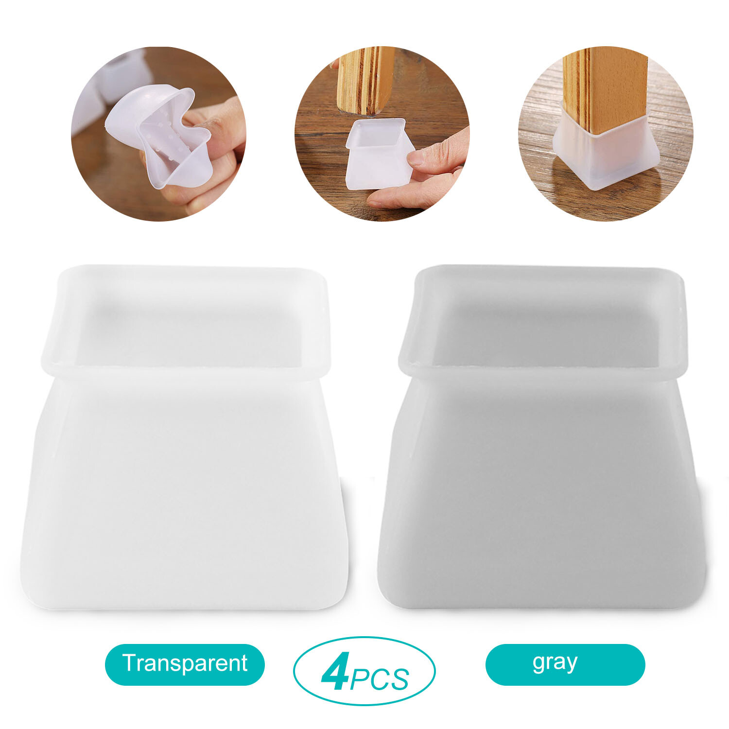 4-12PCS Silicone Set Chair Leg Covers Square Furniture Cover Pads Foot Protector gallery