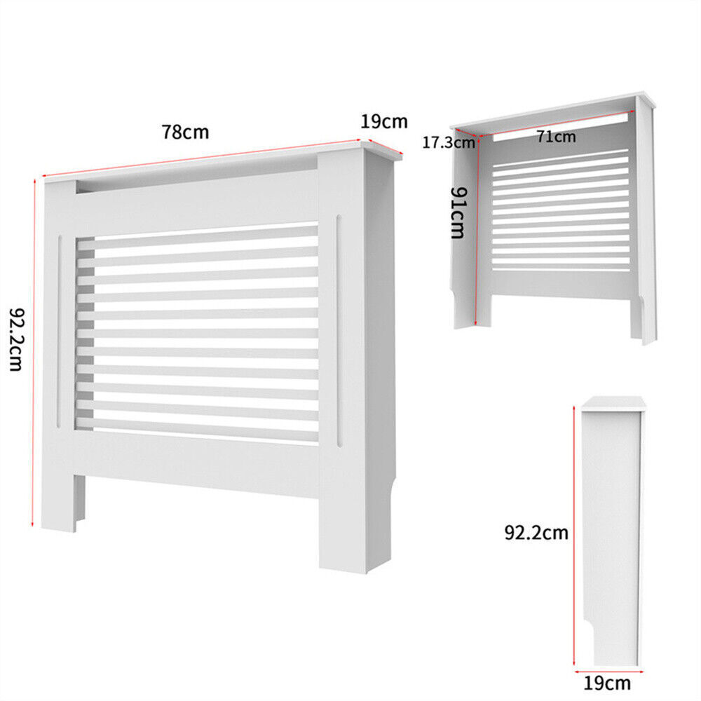 Multi-size Modern White/Gray Wooden Radiator Cover Durable MDF Slatted Grille US gallery