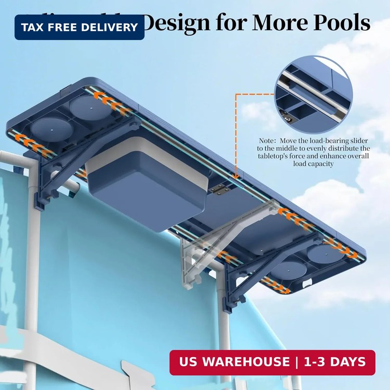 Poolside Bar with Ice Bucket, Poolside Bar Table with Adjustable Support Bracket gallery