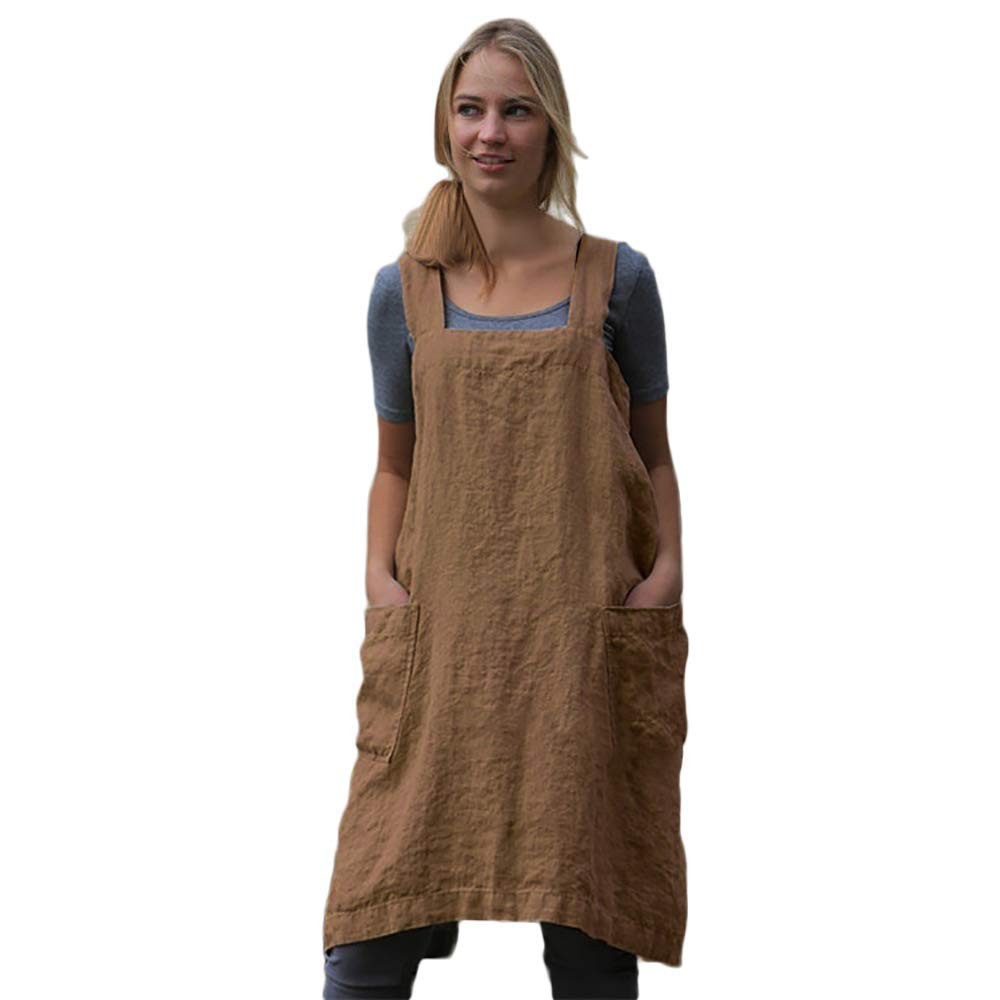 Cross Back Apron with Pockets Kitchen Cooking Gardening Apron gallery