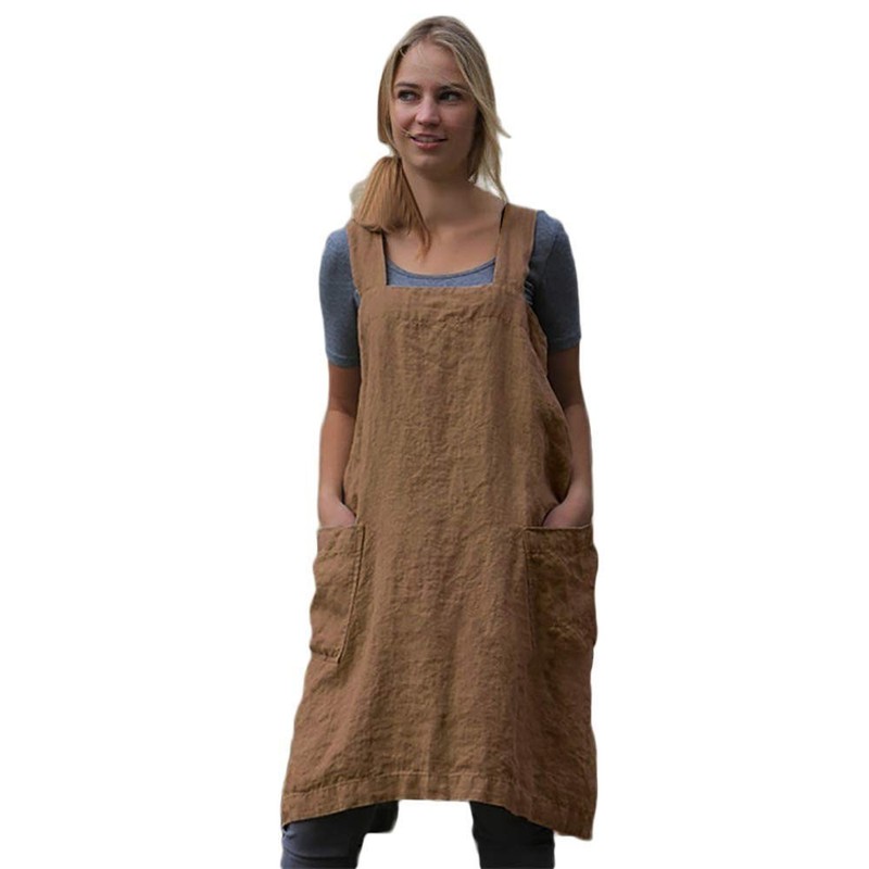 Cross Back Apron with Pockets Kitchen Cooking Gardening Apron gallery