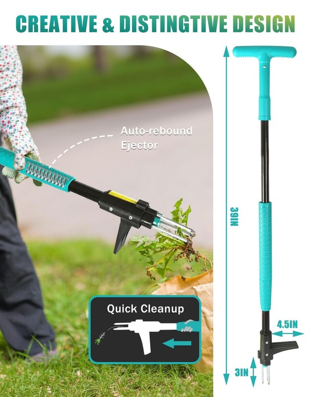 Breeze Touch 39" Weed Pulling Tool, 3-Claw Detachable Weed Puller Tool with L... gallery