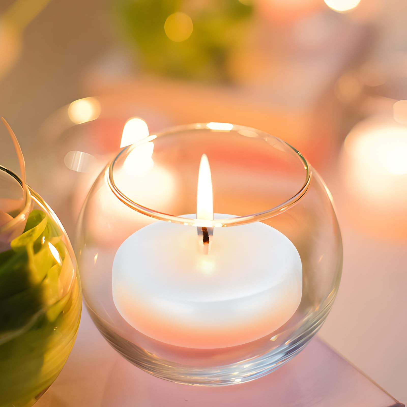 12 Pack White 3 Inch Round Floating Candles Unscented Smokeless Paraffin Wax gallery
