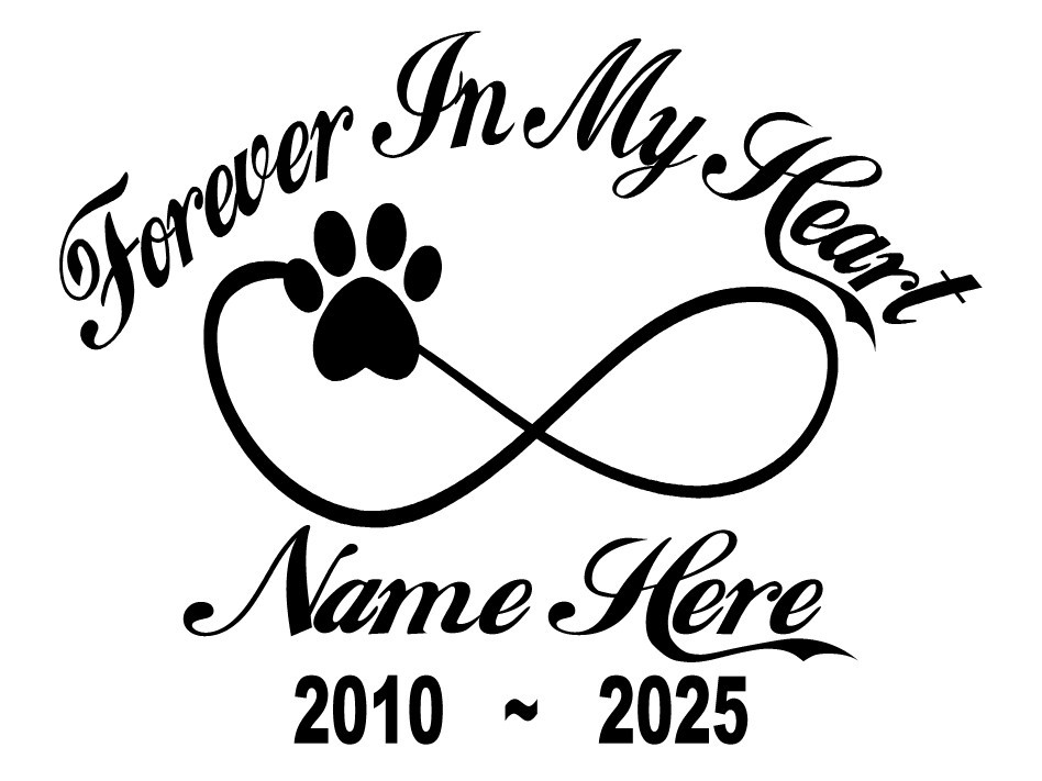 Pet Memorial Decal Personalized Dog / Cat Paw Print Forever Loved Vinyl Sticker gallery
