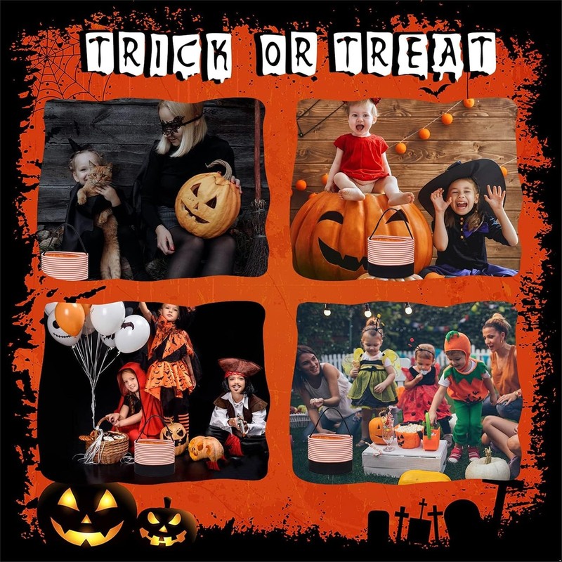 Halloween Candy Buckets Candy Baskets Halloween Trick or Treat Bags Polka Dot... gallery
