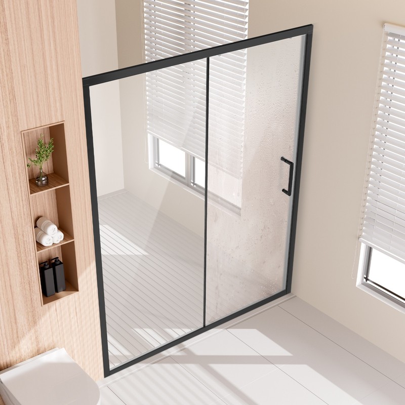 VEVOR Semi-frameless Shower Door 57.7-59 x 70 in Tempered Glass 1/4 in Matte gallery