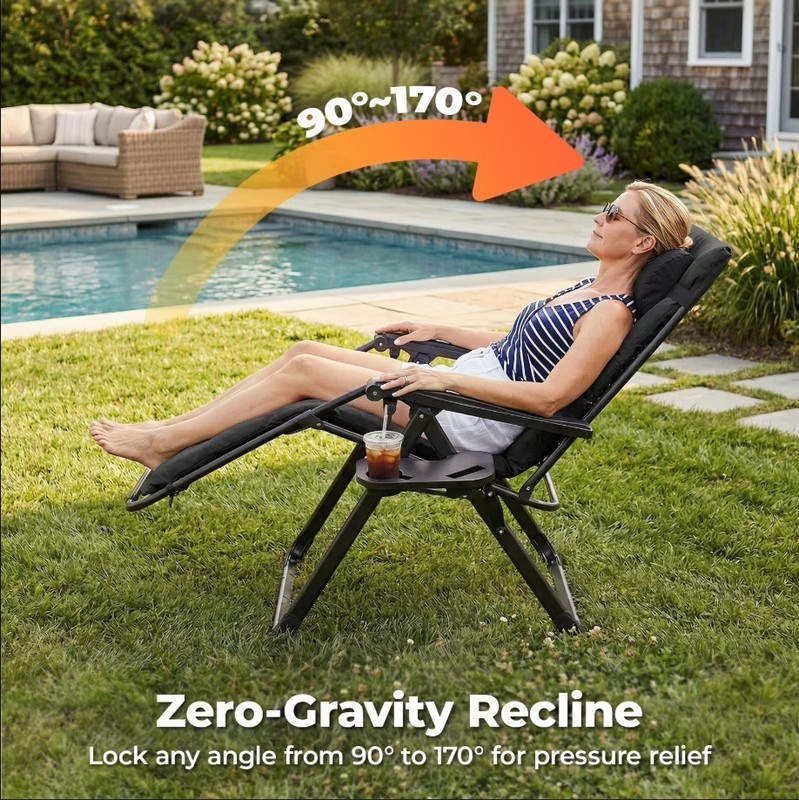 Zero Gravity Chair 440lbs Capacity Black gallery