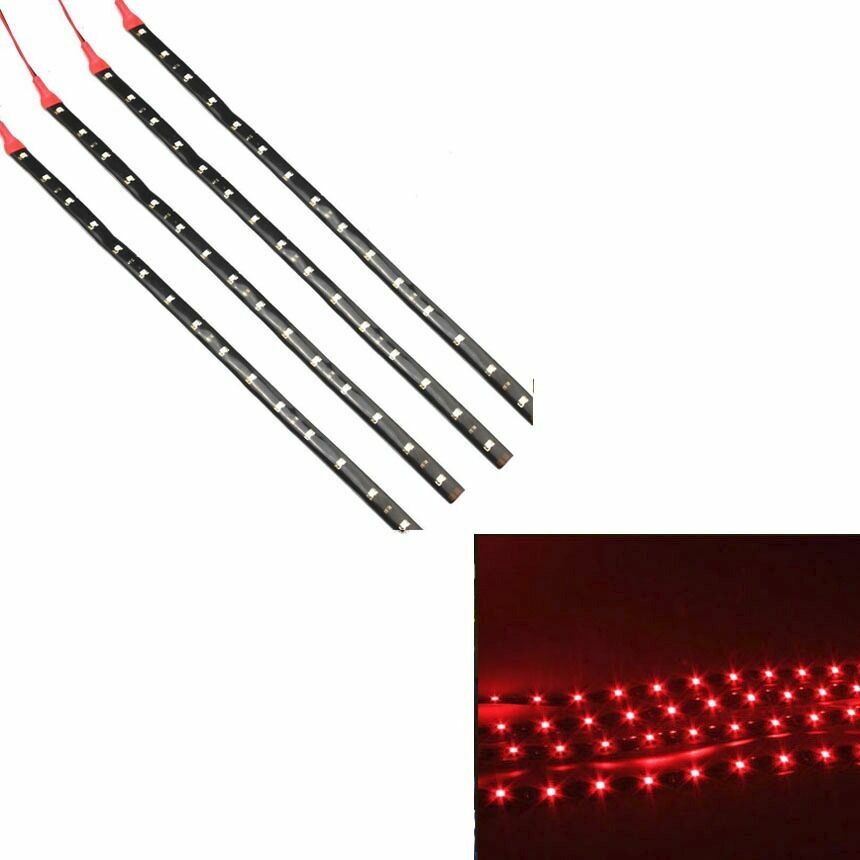 Red 5PCS 12V 12" 15SMD Flexible LED Strip Light Waterproof For Car Truck Boat gallery