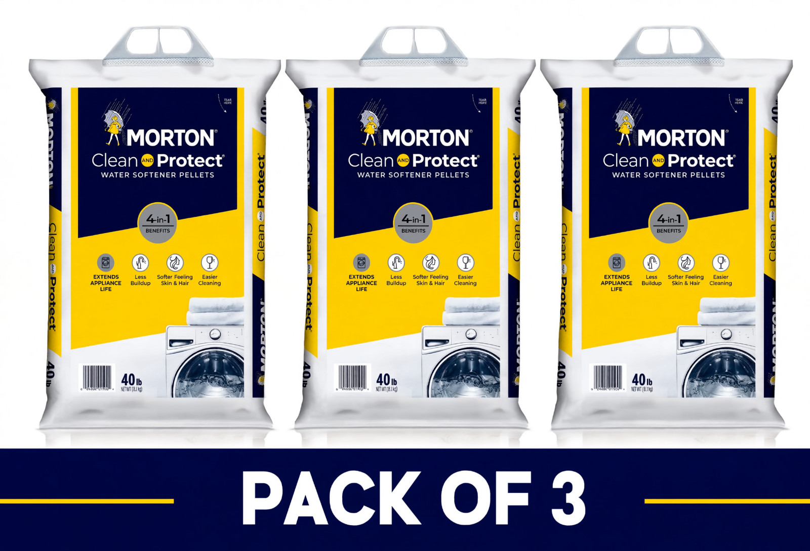 Morton Salt Clean and Protect Water Softener Salt Pellets, 40 lb. Bag (3 PACK ) gallery