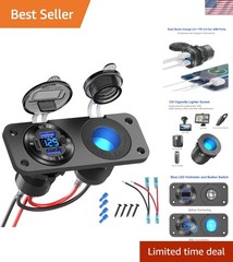 12V USB Outlet Marine Switch Panel Plug, PD3.0 and Dual QC3.0 USB Ports Alumi…