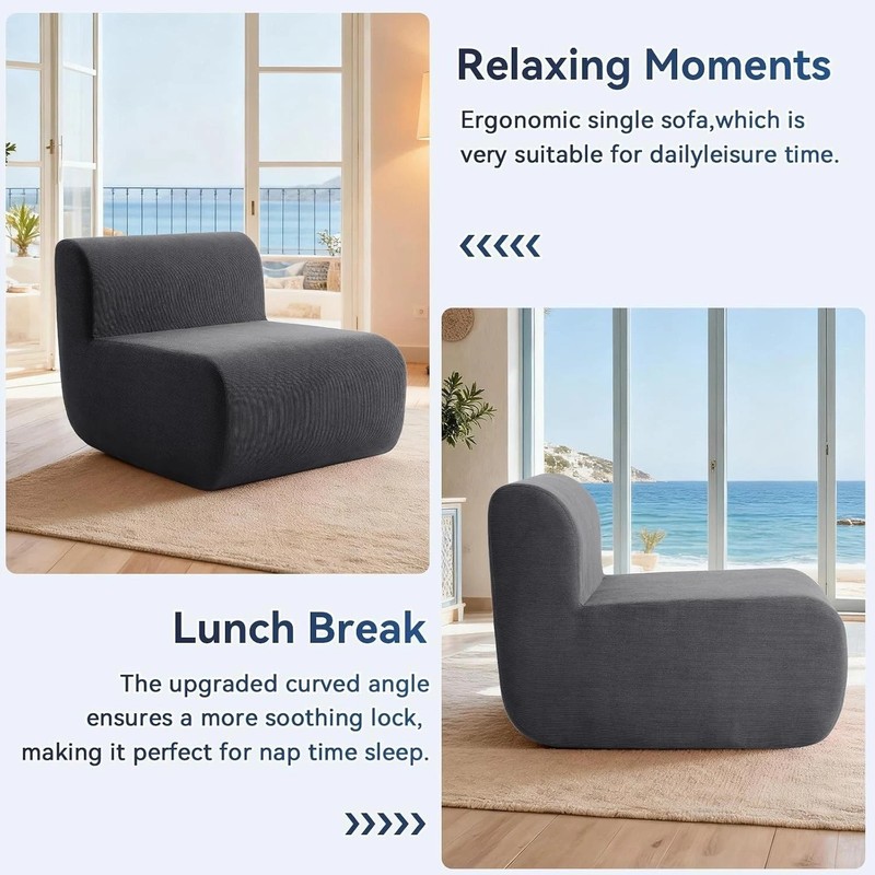 Cloud-Like Comfort: 26'' Boneless Sofa, Ergonomic & Tool-Free Setup in Dark Gray gallery