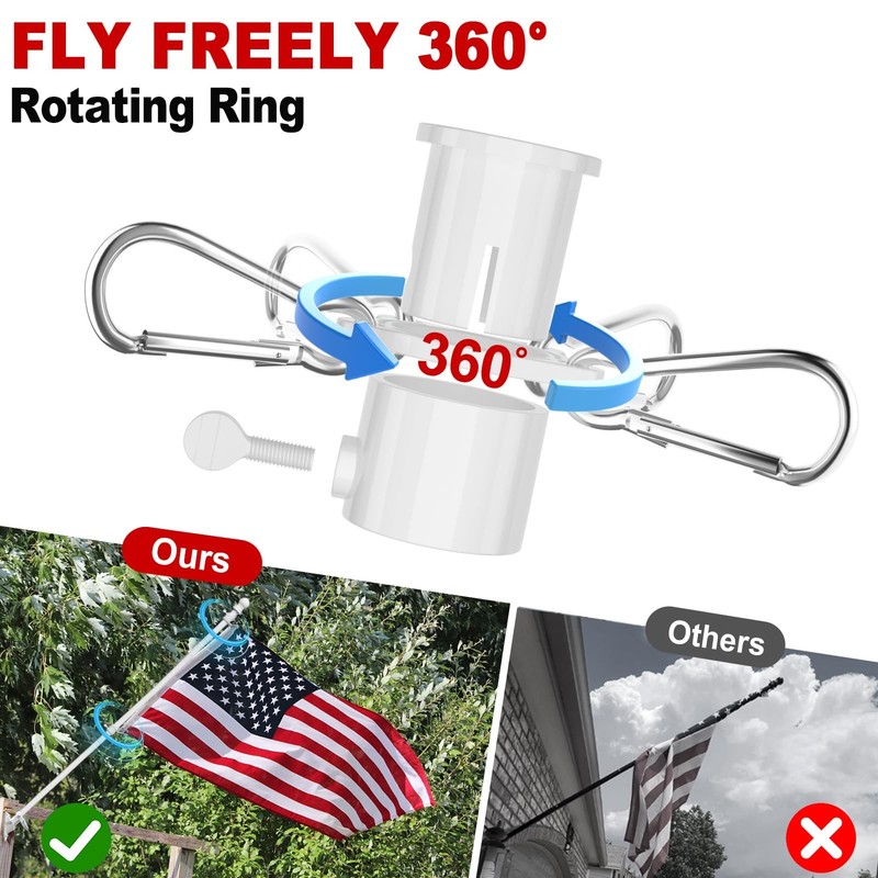 House Flag Pole Kit - 5-7 Ft Adjustable Tangle Free Flag Poles for 3x5 4x6 Flags gallery