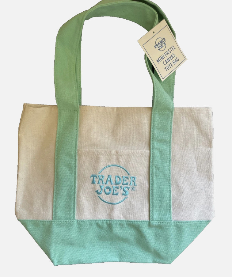 Trader Joe's Mini Pastel Canvas Tote Bag Light Green 79986(L12) gallery