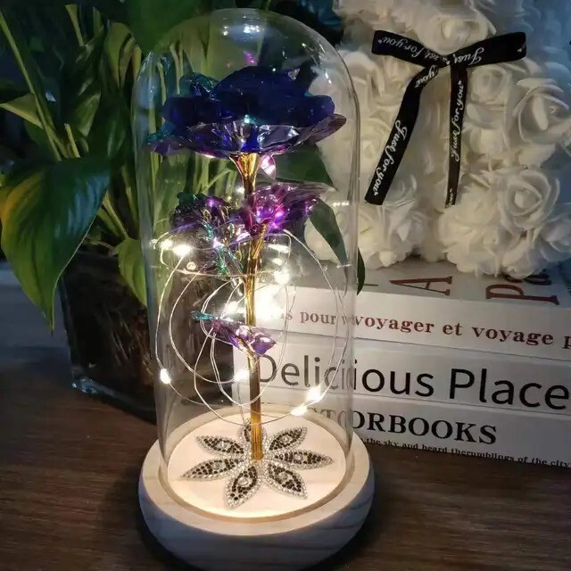 LED Valentines Day Gift: Artificial Eternal Beauty Rose in Glass Dome gallery