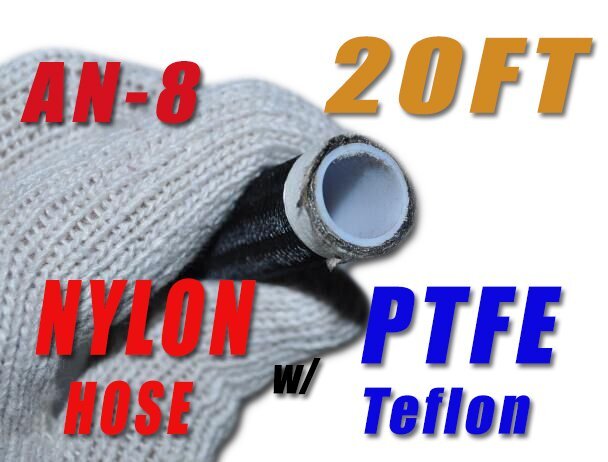AN8 Car Racing Black Nylon Braided Teflon PTFE Fuel E85 Ethanol Hose 20ft gallery