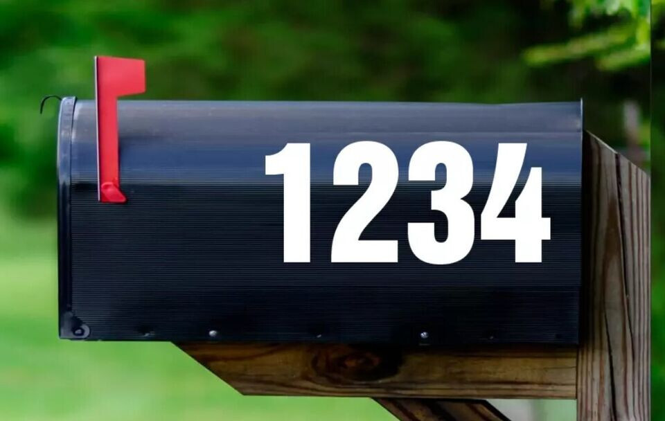 SET OF 2 Custom Mailbox Numbers Vinyl Decals / Stickers - Choose Size & Color gallery