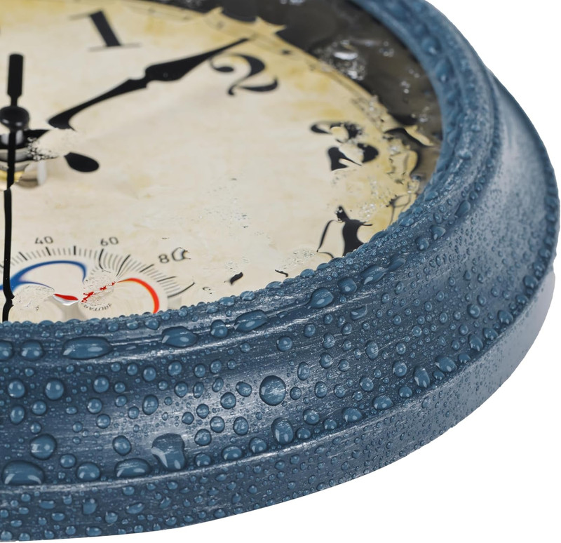 Outdoor Clocks Waterproof with Thermometer Combo Rustic Coastal Beach Wall Clock gallery