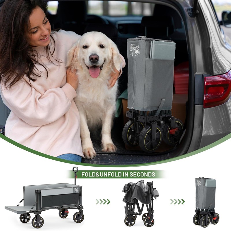 49" Extra Long Collapsible Folding Wagon With Tailgate And Brakes 300lbs Heavy D gallery